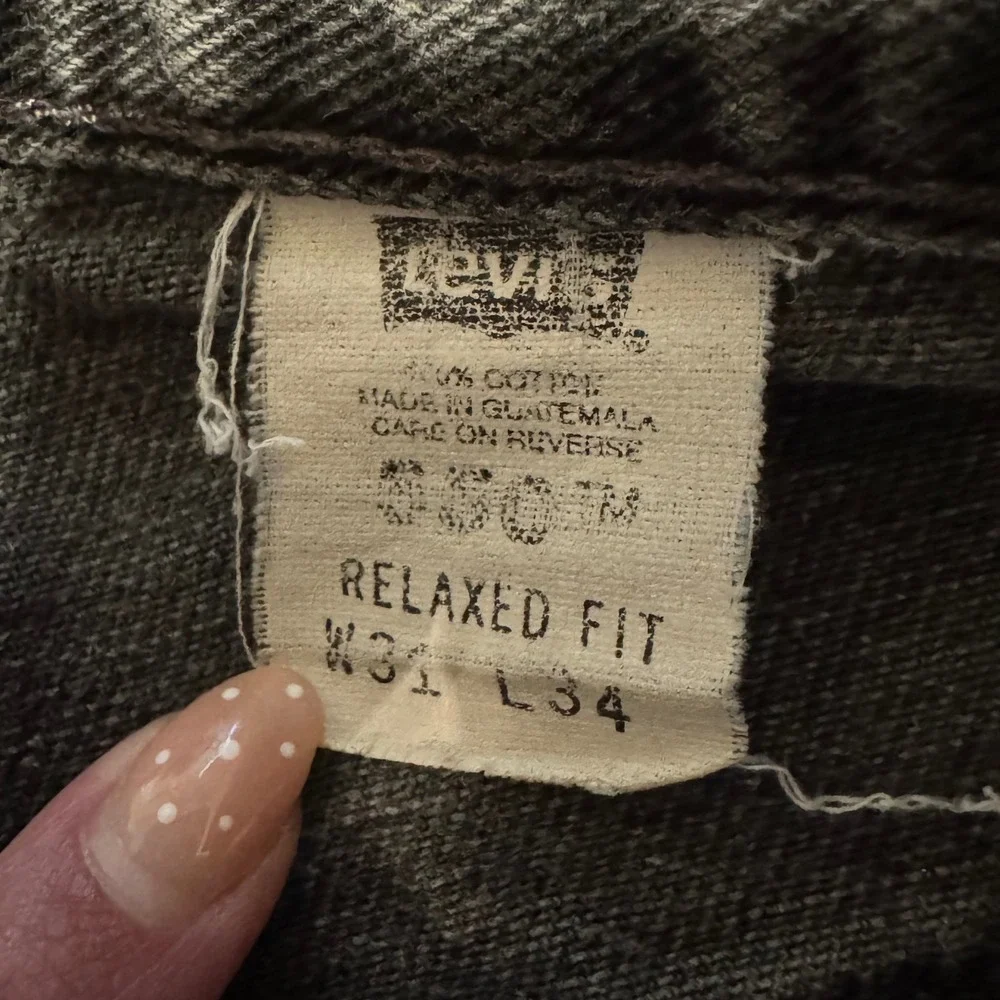 Vintage Levis 550 Relaxed Fit Black Denim Jeans 31x34 Faded Tapered Leg 0202